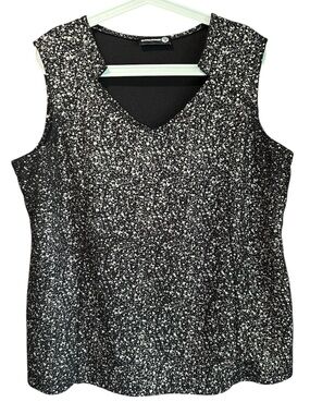 Claire France Sleeveless Glitter V-Neck Tank Top - Black